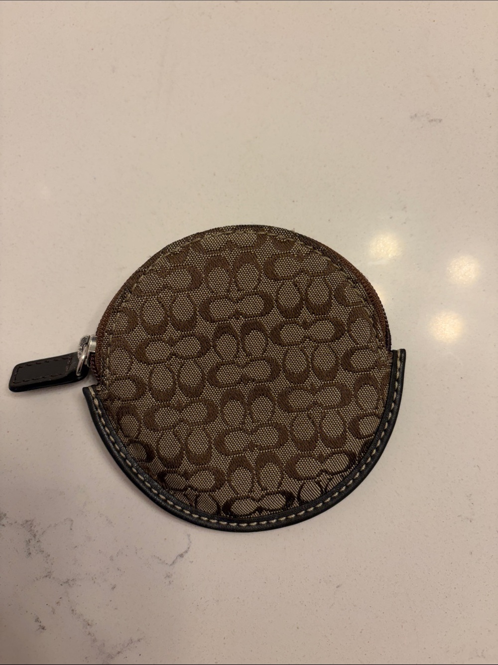 Coach Brown Signature Round Coin Pouch - Picture 3 of 3